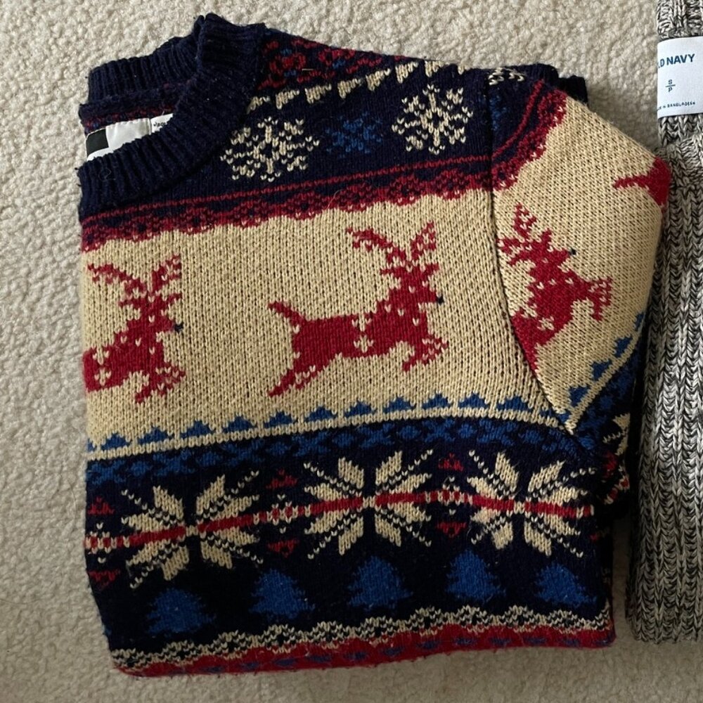 TopMan reindeer and snowflake holiday christmas knit sweater